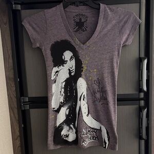 Chaser “Mickey Avalon” Purple Graphic V-Neck Tee